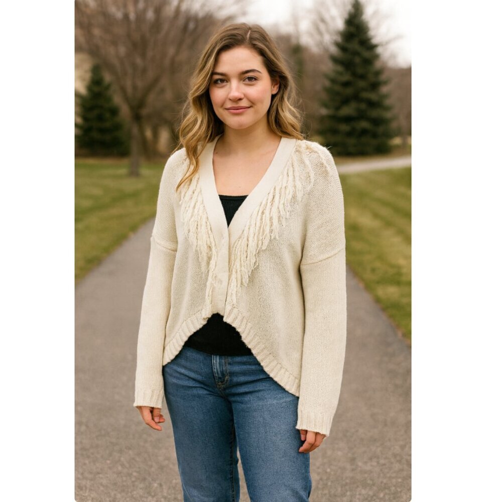 27 Miles Malibu Fringe Cropped Cardigan Size Small VGUC